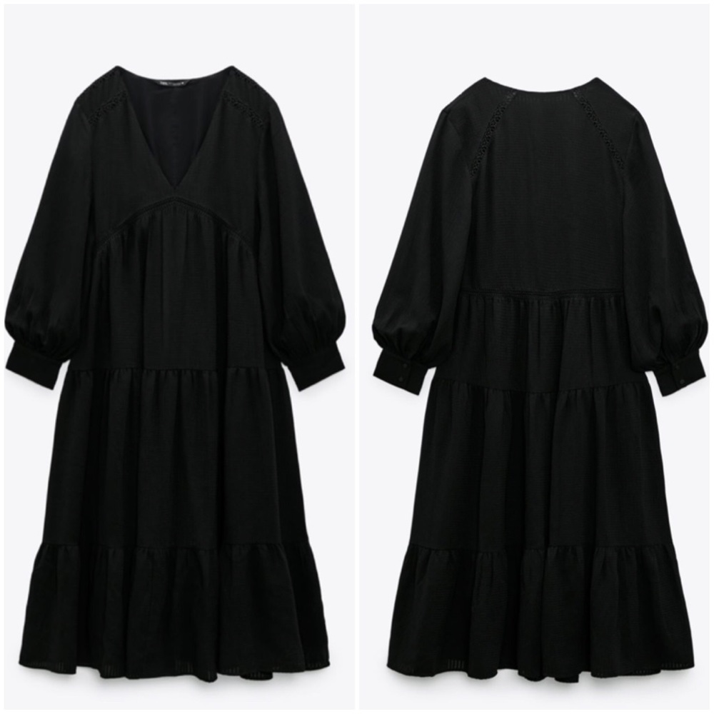 NWT Zara Boho Midi Tiered Dress - Picture 3 of 6